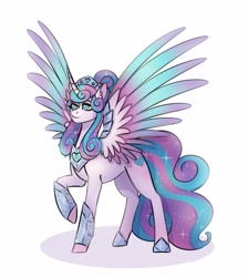 Size: 3663x4096 | Tagged: safe, artist:yutailaarts, princess flurry heart, alicorn, pony, g4, female, jewelry, older, older flurry heart, regalia, simple background, solo, spread wings, white background, wings