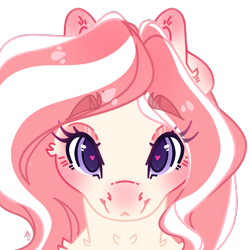 Size: 2500x2500 | Tagged: safe, alternate character, alternate version, artist:bananasplitedy, oc, oc only, oc:milk drop, blushing, bust, female, heart, heart eyes, high res, looking at you, makeup, mare, portrait, simple background, solo, transparent background, wingding eyes
