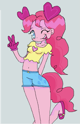 Size: 383x589 | Tagged: safe, artist:anonymare, pinkie pie, human, g4, spoiler:steven universe: the movie, crossover, default spinel, female, gem, humanized, pinel, simple background, solo, spinel, spinel (steven universe), spoilers for another series, steven universe, steven universe: the movie