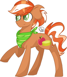 Size: 1233x1399 | Tagged: safe, artist:gallantserver, oc, oc only, oc:applebit, earth pony, pony, chest fluff, concave belly, male, offspring, parent:applejack, parent:flim, parents:flimjack, simple background, solo, stallion, transparent background