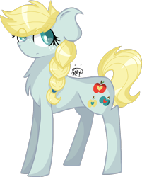 Size: 1020x1268 | Tagged: safe, artist:gallantserver, oc, oc only, oc:fuji apple, earth pony, pony, chest fluff, concave belly, female, magical lesbian spawn, mare, offspring, parent:applejack, parent:coloratura, parents:rarajack, simple background, solo, transparent background