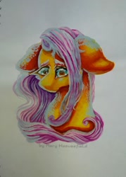 Size: 960x1338 | Tagged: safe, artist:maryhoovesfield, fluttershy, pegasus, pony, g4, bust, floppy ears, gouache, solo, traditional art