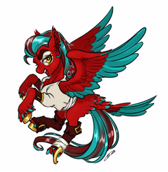 Size: 3364x3433 | Tagged: safe, artist:opalacorn, oc, oc only, pegasus, pony, colored wings, high res, multicolored wings, open mouth, open smile, simple background, smiling, solo, spread wings, tail, tail feathers, white background, wings