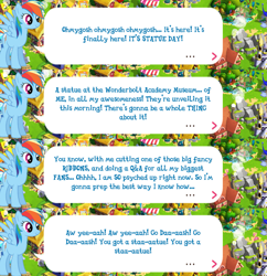 Size: 2045x2115 | Tagged: safe, gameloft, rainbow dash, pegasus, pony, g4, my little pony: magic princess, dialogue, dialogue box, english, event, female, high res, mare, mobile game, solo focus, speech bubble, spread wings, text, wings