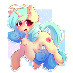 Size: 2048x2048 | Tagged: safe, artist:strawberryc208, oc, oc only, oc:seven sister, pony, unicorn, beanbrows, chest fluff, commission, cute, eye clipping through hair, eyebrows, eyebrows visible through hair, female, high res, horn, looking at you, mare, ocbetes, signature, simple background, solo, unicorn oc, white background