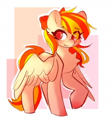 Size: 1404x1532 | Tagged: safe, artist:strawberryc208, oc, oc only, pegasus, pony, bow, eye clipping through hair, eyebrows, eyebrows visible through hair, female, hair bow, mare, pegasus oc, raised hoof, signature, solo, wings