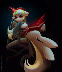 Size: 2826x3308 | Tagged: safe, artist:rrd-artist, oc, oc only, pony, unicorn, commission, female, glowing, glowing horn, high res, horn, quill, slit pupils, solo, unicorn oc