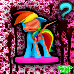 Size: 1000x1000 | Tagged: safe, rainbow dash, pegasus, pony, g4, blood, bone, dissectibles, everfree nightly, question mark, solo