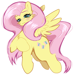 Size: 739x755 | Tagged: safe, artist:k4mi_kazeee3, fluttershy, pegasus, pony, g4, blushing, cheek fluff, chest fluff, female, looking at you, simple background, solo, spread wings, three quarter view, transparent background, wings