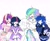 Size: 2074x1712 | Tagged: safe, artist:ruto_me, princess cadance, princess celestia, princess luna, twilight sparkle, human, g4, alicorn humanization, breasts, busty princess celestia, cleavage, female, group, horn, horned humanization, humanized, simple background, white background, winged humanization, wings