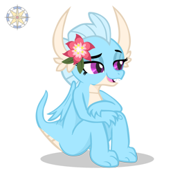 Size: 3500x3500 | Tagged: safe, artist:memnoch, artist:r4hucksake, oc, oc:avalanche, dragon, base used, female, flower in head, high res, not smolder, simple background, solo, transparent background