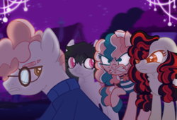 Size: 3015x2048 | Tagged: artist needed, safe, svengallop, oc, earth pony, pony, g4, angry, chest fluff, clothes, comic, dark, dark background, eyebrows, fake screencap, fake screenshot, fight, glasses, high res, lights, male, night, oc comic, ponyville, poofy mane, sad, sad pony, shading, sharp teeth, sparkles, stallion, story, sweater, teeth, yelling