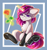 Size: 2120x2233 | Tagged: safe, alternate version, artist:yuris, oc, oc only, oc:zew, pony, unicorn, clothes, commission, flower, frog (hoof), glasses, high res, latex, latex socks, magic, magic aura, multiple variants, rose, simple background, sitting, smiling, socks, solo, telekinesis, underhoof