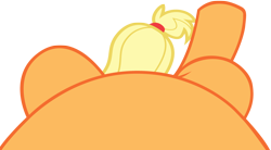 Size: 4096x2268 | Tagged: safe, artist:charleston-and-itchy, edit, editor:oathcharm, applejack, earth pony, pony, g4, belly, female, female pov, lying down, lying down meme, mare, meme, offscreen character, offscreen female, on back, perspective, pictures of bellies, pov, simple background, solo, transparent background