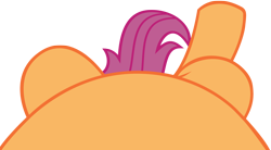Size: 4096x2268 | Tagged: safe, artist:charleston-and-itchy, edit, editor:oathcharm, scootaloo, pegasus, pony, g4, belly, female, female pov, filly, foal, lying down, lying down meme, meme, offscreen character, offscreen female, on back, perspective, pictures of bellies, pov, simple background, solo, transparent background