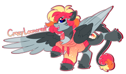 Size: 6950x4078 | Tagged: safe, artist:crazysketch101, oc, oc only, oc:crazy looncrest, pegasus, pony, clothes, hoodie, leonine tail, simple background, solo, tail, transparent background