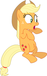 Size: 6000x9747 | Tagged: safe, alternate version, artist:lunabubble-ede96, edit, editor:oathcharm, vector edit, applejack, earth pony, pony, g4, magic duel, absurd resolution, belly, belly button, belly edit, female, mare, open mouth, raised hooves, simple background, solo, transparent background, vector