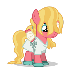 Size: 3500x3500 | Tagged: safe, artist:gypsykumquat, sunset dawn, pegasus, pony, g4, where the apple lies, .svg available, bandage, bandaged wing, female, filly, foal, frown, high res, hospital gown, injured, injured wing, show accurate, simple background, solo, transparent background, vector, wings