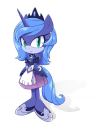 Size: 774x1032 | Tagged: safe, artist:kanayanga, princess luna, alicorn, anthro, g4, ear piercing, looking at you, piercing, s1 luna, sonic the hedgehog (series), sonicified