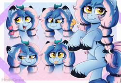 Size: 3600x2480 | Tagged: safe, artist:madelinne, oc, oc only, oc:chrysocolla dawn, pony, :p, angry, blushing, braid, emotions, happy, heart, high res, solo, tongue out