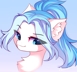 Size: 1070x999 | Tagged: safe, artist:airiniblock, oc, oc only, oc:lesa castle, pony, rcf community, bust, chest fluff, ear fluff, gradient background, icon, patreon, patreon reward, shy, solo