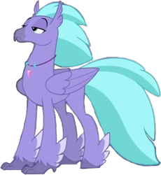 Size: 514x558 | Tagged: safe, edit, edited screencap, screencap, seaspray, classical hippogriff, hippogriff, g4, school daze, 2d, background removed, cyan mane, looking left, male, purple skin, simple background, solo, standing, transparent background