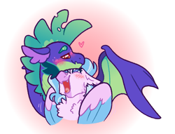 Size: 971x743 | Tagged: safe, artist:queerhorses, silverstream, spike, dragon, g4, female, male, older, older spike, ship:spikestream, shipping, straight, winged spike, wings