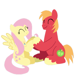 Size: 1099x1099 | Tagged: safe, artist:mlplary6, big macintosh, fluttershy, earth pony, pegasus, pony, g4, ^^, boyfriend and girlfriend, duo, eyes closed, female, holding hooves, love, male, mare, ship:fluttermac, shipping, simple background, sitting, smiling, stallion, straight, transparent background, vector