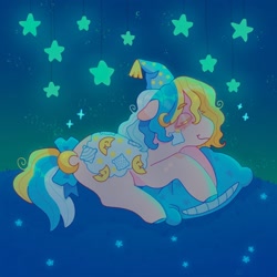 Size: 1440x1440 | Tagged: safe, artist:ariariari.png, pillow talk (g1), earth pony, pony, g1, blanket, eyes closed, pillow, sleeping, solo