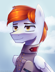 Size: 2029x2663 | Tagged: safe, artist:opal_radiance, oc, pegasus, pony, equestria at war mod, bust, clothes, high res, military, portrait, solo, uniform