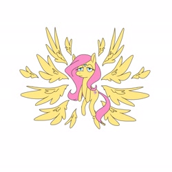 Size: 2048x2048 | Tagged: safe, artist:mindlessnik, fluttershy, angel, pegasus, pony, seraph, g4, biblically accurate angels, female, floating wings, high res, mare, multiple wings, simple background, solo, three eyes, white background, wings