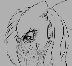 Size: 1145x1060 | Tagged: safe, artist:melodylibris, fluttershy, pegasus, pony, g4, bust, crying, female, floppy ears, frown, gray background, grayscale, gritted teeth, head down, looking down, mare, monochrome, sad, simple background, solo, teeth