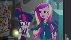 Size: 1920x1080 | Tagged: safe, screencap, dean cadance, princess cadance, sci-twi, twilight sparkle, human, equestria girls, g4, my little pony equestria girls: friendship games, clothes, crystal prep academy, crystal prep academy uniform, duo, female, necktie, school, school tie, school uniform, schoolgirl