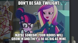 Size: 888x499 | Tagged: safe, edit, edited screencap, screencap, dean cadance, princess cadance, sci-twi, twilight sparkle, human, equestria girls, g4, my little pony equestria girls: friendship games, caption, duo, female, image macro, meme, text