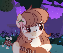 Size: 1269x1080 | Tagged: oc name needed, safe, artist:cstrawberrymilk, oc, earth pony, pony, g4, female, guitar, mare, musical instrument, solo