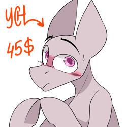 Size: 2560x2560 | Tagged: safe, artist:difis, oc, pony, animated, auction, auction open, big eyes, blushing, commission, fingers together, gif, halfbody, high res, shy, solo, ych animation, ych sketch, your character here