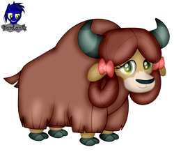 Size: 4154x3840 | Tagged: safe, artist:damlanil, yona, yak, g4, cloven hooves, commission, cute, female, happy, horn, looking at you, show accurate, simple background, solo, standing, transparent background, vector, yonadorable
