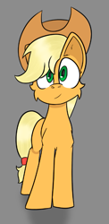 Size: 383x784 | Tagged: safe, artist:cotarsis, applejack, earth pony, pony, g4, cheek fluff, female, full face view, gray background, hat, looking at you, mare, simple background, sketch, solo, standing