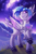 Size: 3000x4500 | Tagged: safe, artist:shad0w-galaxy, oc, oc only, oc:nebula, firefly (insect), pegasus, pony, chest fluff, coat markings, commission, ear fluff, ethereal mane, four ears, high res, hooves, mountain, mountain range, raised hoof, short tail, sky, smiling, solo, starry eyes, starry mane, stars, tail, unshorn fetlocks, wing fluff, wingding eyes, wings, ych result
