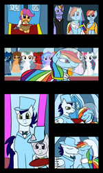 Size: 600x1000 | Tagged: safe, artist:fireboltpug, bow hothoof, rainbow dash, rumble, scootaloo, soarin', windy whistles, pegasus, pony, g4, bride, clothes, colt, comic, dress, female, filly, flower filly, foal, groom, husband and wife, male, mare, marriage, married couple, ship:soarindash, shipping, stallion, straight, tuxedo, wedding