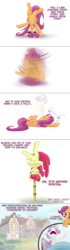 Size: 1200x4308 | Tagged: safe, artist:redheadfly, apple bloom, scootaloo, sweetie belle, earth pony, pony, tumblr:ask-adultscootaloo, g4, crying, cutie mark crusaders, ocular gushers, older, open mouth, volumetric mouth