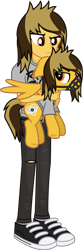 Size: 909x2739 | Tagged: safe, alternate version, artist:lightningbolt, derpibooru exclusive, human, pegasus, pony, equestria girls, g4, .svg available, alex gaskarth, annoyed, belt, butt fluff, clothes, confused, converse, denim, duo, duo male, dyed hair, dyed mane, dyed tail, ear fluff, ears back, equestria girls-ified, frown, holding, holding a pony, hoof fluff, human ponidox, jeans, jewelry, looking at each other, looking at someone, male, muzzle, necklace, pants, partially open wings, ponified, ripped jeans, ripped pants, self paradox, self ponidox, shirt, shoes, show accurate, simple background, sneakers, socks, standing, svg, t-shirt, tail, tail feathers, torn clothes, transparent background, vector, wing fluff, wings
