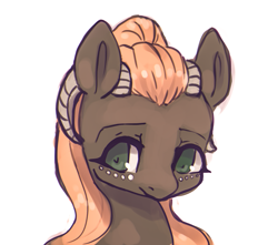 Size: 1620x1432 | Tagged: safe, artist:minckies, oc, oc only, pony, bust, freckles, horns, simple background, solo, white background