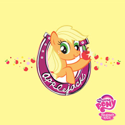 Size: 2400x2400 | Tagged: safe, applejack, earth pony, pony, g4, official, apple, food, high res, my little pony logo, solo, stock vector