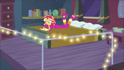 Size: 600x338 | Tagged: safe, screencap, sunset shimmer, human, equestria girls, equestria girls specials, g4, my little pony equestria girls: better together, my little pony equestria girls: forgotten friendship, animated, bed, book, clothes, cute, female, gif, legs, moving, pajamas, shimmerbetes, sunset, sunset's apartment, the pose, writing