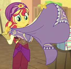 Size: 679x651 | Tagged: safe, screencap, sunset shimmer, human, equestria girls, equestria girls specials, g4, my little pony equestria girls: movie magic, cropped, india movie set, solo, sunshim