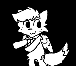 Size: 463x404 | Tagged: artist needed, source needed, safe, oc, oc only, oc:lemon squeezy, fox, fox pony, hybrid, pegasus, pony, :3, bipedal, black and white, black background, boykisser, dancing, freckles, grayscale, meme, monochrome, simple background, solo
