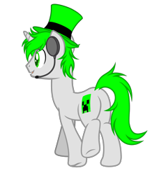 Size: 2560x2813 | Tagged: safe, artist:equestria secret guard, oc, oc only, oc:路人马, pony, unicorn, butt, hat, headphones, high res, horn, male, plot, rear view, simple background, smiling, stallion, top hat, transparent background, unicorn oc, walking