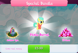 Size: 1267x861 | Tagged: safe, gameloft, pickle barrel, pegasus, pony, g4, my little pony: magic princess, bundle, bush, clothes, colt, costs real money, english, foal, gem, hoodie, male, mobile game, mud, numbers, sale, solo, text, wings