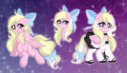 Size: 6503x3710 | Tagged: safe, artist:darkstorm mlp, oc, oc only, oc:bay breeze, pegasus, pony, anime style, bedroom eyes, bow, bust, choker, clothes, full body, hair bow, heart, heart eyes, hoof shoes, looking at you, maid, pegasus oc, smiling, sparkles, tail, tail bow, wingding eyes